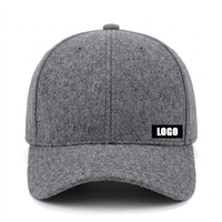 Casquette de baseball personnalisable vierge à 6 panneaux en mélange de laine, structurée, à visière incurvée, réglable, unisexe, chaude pour l'hiver, style Dad Hat
