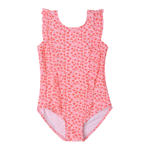 Maillot de bain une pièce pour filles 2021, motif pois rouges, avec bandeau et volants, pour bébés et jeunes enfants - Product Image 1
