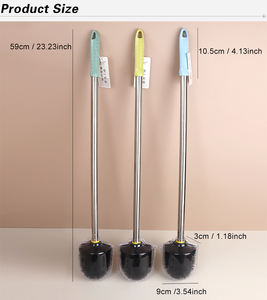 Scopino per WC con testa piatta rotonda in setola cespugliosa può appendere a muro per la pulizia della ciotola del toile del bagno domestico - Product Image 6