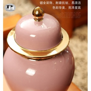 Jars en <span class=keywords><strong>porcelaine</strong></span> de luxe contemporains transparents rose doré avec couvercles, résistants aux hautes températures, personnalisables, vases décoratifs pour la maison - Product Image 5