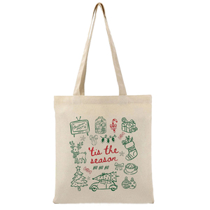 Sac fourre-tout en toile durable à motif de Noël, vintage, personnalisé, réutilisable, pour femme, sac à bandoulière, sur mesure - Product Image 6