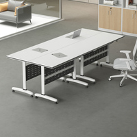 Bureau d'ordinateur convertible pliable moderne et écologique en bois et métal pour mobilier commercial de bureau