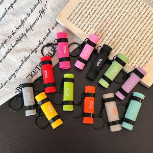 Creative <strong>Mini</strong> Cute Eco-friendly Rubber Yoga Mat <strong>Keychain</strong> Detachable Yoga Keyring Customizable Enthusiast Gift <strong>Bag</strong> Charm Backpack - Product Image 1