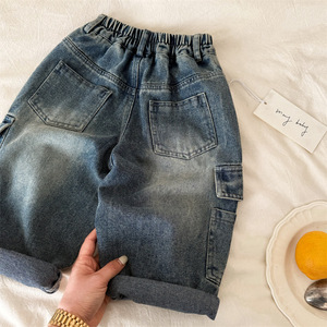 <span class=keywords><strong>Pantaloni</strong></span> in Denim Casual per Bambini, Primavera 2026, Nuovi Jeans Tinta Unita con Tasche per Ragazzi, <span class=keywords><strong>Pantaloni</strong></span> <span class=keywords><strong>Cargo</strong></span> Dritti in Cotone per Neonati - Product Image 4