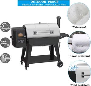 Barbecue à granulés moderne en acier inoxydable chromé robuste avec roues, allumage électronique, 80x67CM, flamme de cuisson - Product Image 4