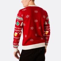 Pulls de Noël pour Hommes Motif de Dessin Animé Jacquard Broderie Pull Merry Drunk 25 Manches Longues Logo Avant pour Automne Hiver