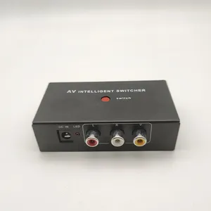 2 port AV audio and video RCA 2 in 1 out switcher automatic manual switch selector junction box AV switcher