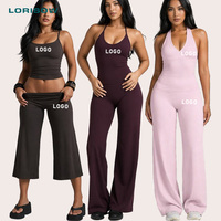 LORISOW Conjunto Deportivo de 5 Piezas para Mujer, Diseño sin Espalda en Forma de V, Levanta Glúteos, Sensación de Segunda Piel, Elástico en 4 Direcciones, Conjunto de Yoga para Mujer