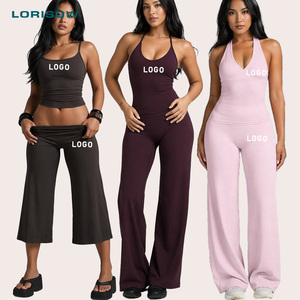 LORISOW Conjunto Deportivo de 5 Piezas para Mujer, Diseño sin Espalda en Forma de V, Levanta Glúteos, Sensación de Segunda Piel, Elástico en 4 Direcciones, Conjunto de Yoga para Mujer - Product Image 1