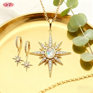 Hengdian <strong>Jewelry</strong> 18K Gold Plated Sunburst Iridescent Zircon Fashion <strong>Jewelry</strong> <strong>Sets</strong> Wholesale Women's Evening/Dating/Party Looks - Product Image 3