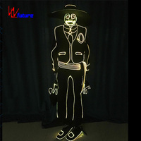 Costume de danse lumineux LED à fibres optiques Western Cowboy Clown pour spectacle laser, bar, rave, fête, carnaval, performance