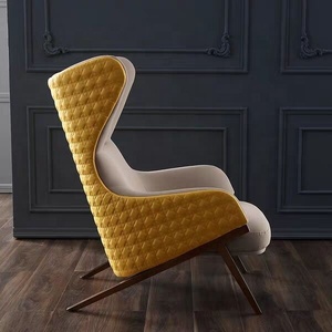 Modern High <strong>Back</strong> <strong>Wing</strong> <strong>Chair</strong> with Armrest Metal Steel Legs Leather Living Room Leisure Lounge <strong>Chair</strong> Hotel Accent <strong>Chair</strong> - Product Image 6