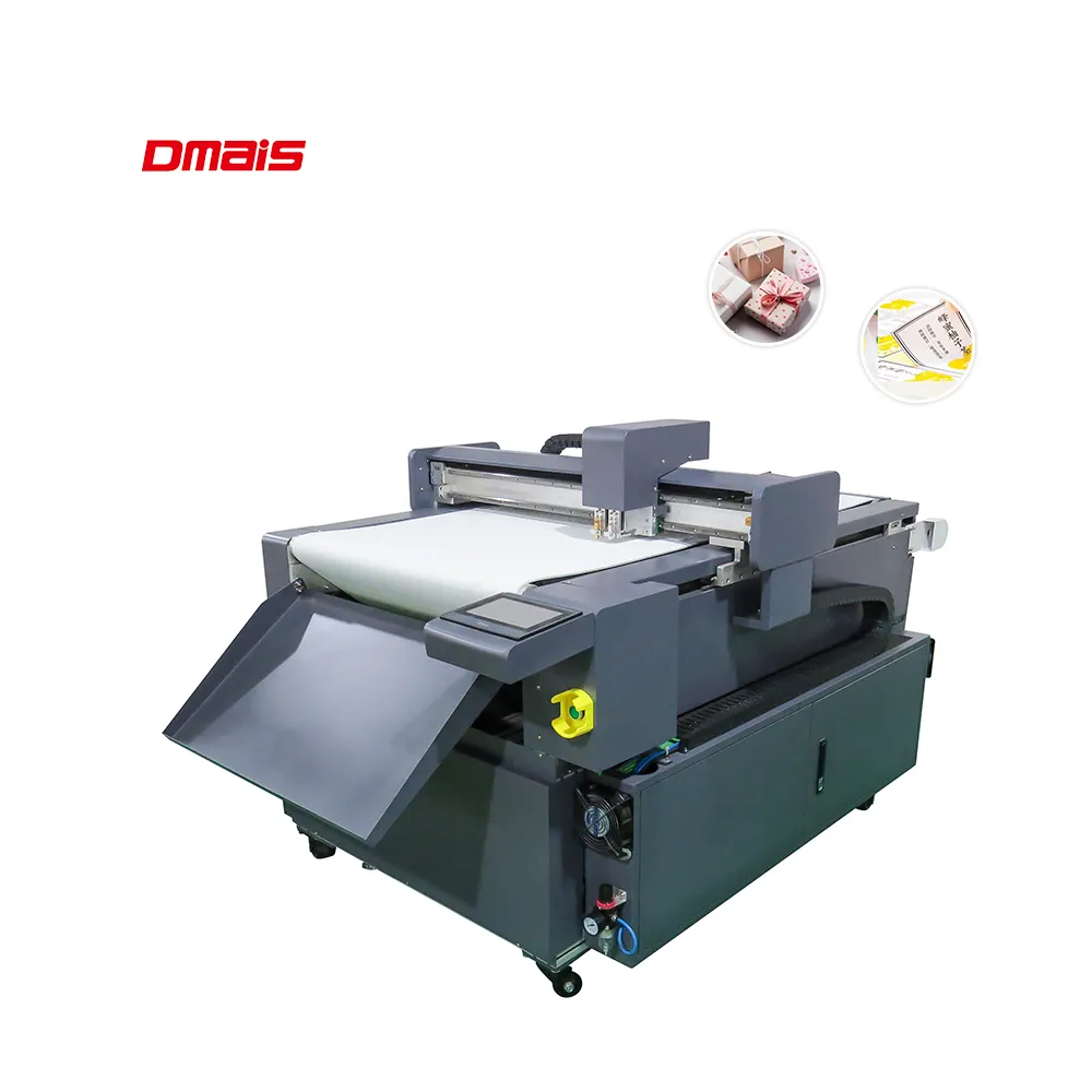 6090 Box Cutting and Creasing Plotter display for cutting cut labels of any shape, folding cartons of any structure directly
