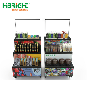 Mobile Tiered Display Stand Folding Merchandising Rack with Wheels and Graphic Panels for Supermarket Promotion - Product Image 6
