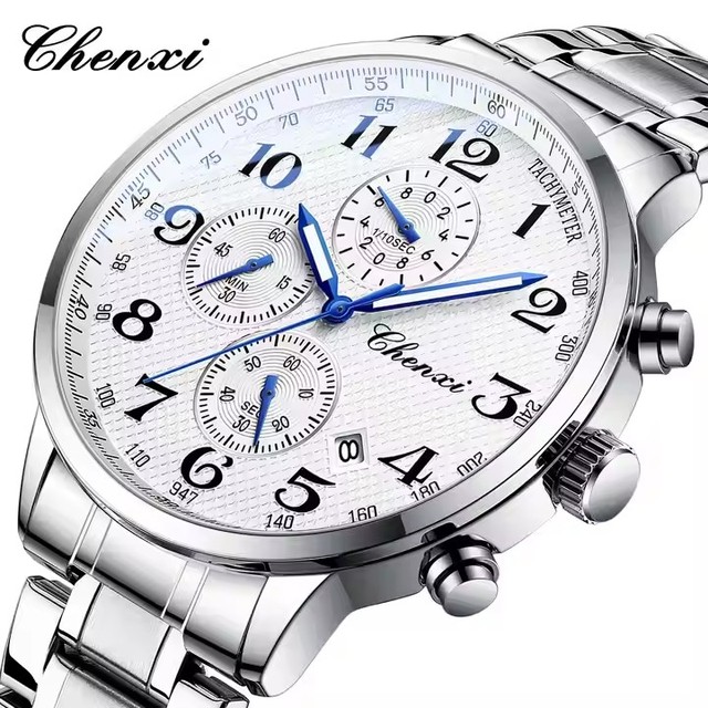 CHENXI 947 Watch for Men Multi-function Chronograph Fashion Stainless Steel Sport Clock Business Calendar Quartz Watches Men's