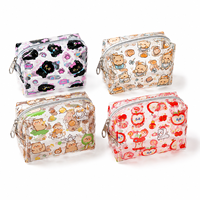 Trousse de Maquillage Transparente en PVC Motif Dessin Animé Mignon, Pochette Cosmétique Kawaii avec Fermeture Éclair Métallique, Organisateur de Voyage Étanche pour Articles de Toilette (Vente en Gros)