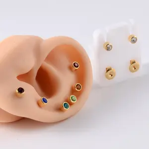 Phẫu Thuật Thép Birthstone Pha Lê Ear Stud Không Dị Ứng Bông Tai Tiệt Trùng Ear Studs Piercing Trang Sức Sử Dụng Trong Tai Piercing Gun