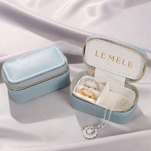 Caja de Joyería de Cuero Rectangular Pequeña de Viaje de Lujo con Logotipo Personalizado, Caja de Almacenamiento para Collares, Pendientes y Pulseras - Product Image 1