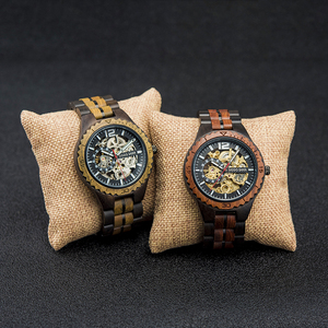 <span class=keywords><strong>Montre</strong></span> <span class=keywords><strong>automatique</strong></span> en bois personnalisée avec logo pour les amoureux du luxe, pour couples, mécanisme visible, résistante à l'eau, aiguille de 24 mm, cristal saphir - Product Image 1