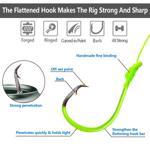 FTK Montages flottants pour poisson-chat avec sonnette, queue longue, tailles 6-0/8-0/10-0, 18-22cm, pour <span class=keywords><strong>la</strong></span> pêche en bateau en mer - Product Image 4