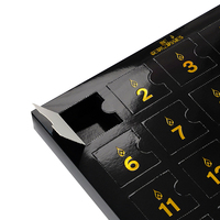 Individuelles Logo 24-Tage Schwarzer Adventskalender Geschenkbox Hochwertiger Schokoladen-Weihnachtskalender mit Goldfolie Matt-Laminierung