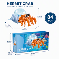 Ensemble de blocs de construction personnalisés de 84 pièces pour crabe ermite, modèle 3D à construire soi-même, jouets de construction pour enfants, coquille translucide avec briques STEM