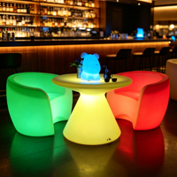 Fauteuil LED Moderne Lumineux en Forme de C, Coque Translucide Givrée, Chaise Longue Individuelle pour Bar, Boîte de Nuit, Hôtel, Piscine