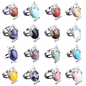 All'ingrosso di alta qualità accessori di gioielli creativi di moda naturale forma ovale <span class=keywords><strong>gufo</strong></span> <span class=keywords><strong>anello</strong></span> - Product Image 2