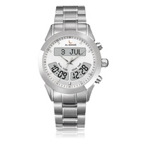 Diamond Al Sahar – Montre numérique islamique en acier inoxydable pour l'Adhan, la direction de la Qibla et les heures de prière – Cadeau sacré du Ramadan pour musulmans