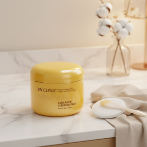 Cosmético Coreano 3W Clinic, Crema de Colágeno, Mascarilla Nocturna Hidratante, Nutritiva, para una Piel Radiante, Material de Algodón, para Todo Tipo de Piel - Product Image 3