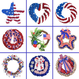 Nueva Decoración Colgante para Puerta del Día Nacional Americano, Círculo <span class=keywords><strong>Rojo</strong></span>, Azul y Blanco, Guirnalda para Fiesta del Día de la Independencia - Product Image 1