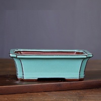 Yixing pot bonsai, pot bonsai persegi panjang keramik mengkilap dilukis tangan keramik bonsai pot Jepang untuk penggunaan Taman dan Rumah