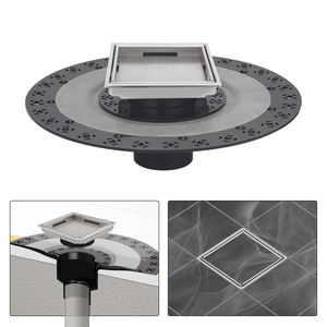 Bonde de douche brossée SS avec grille de drain encastrable de 4 pouces, incluant un collier de réglage de hauteur et un anneau pour bac Schluter - Product Image 1