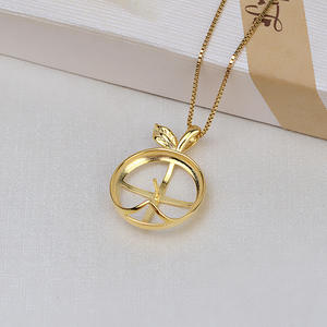 Pendentif pomme rond plaqué argent 925, support de perle 17 mm, composant de collier, composant de bijoux WENCHI - Product Image 3