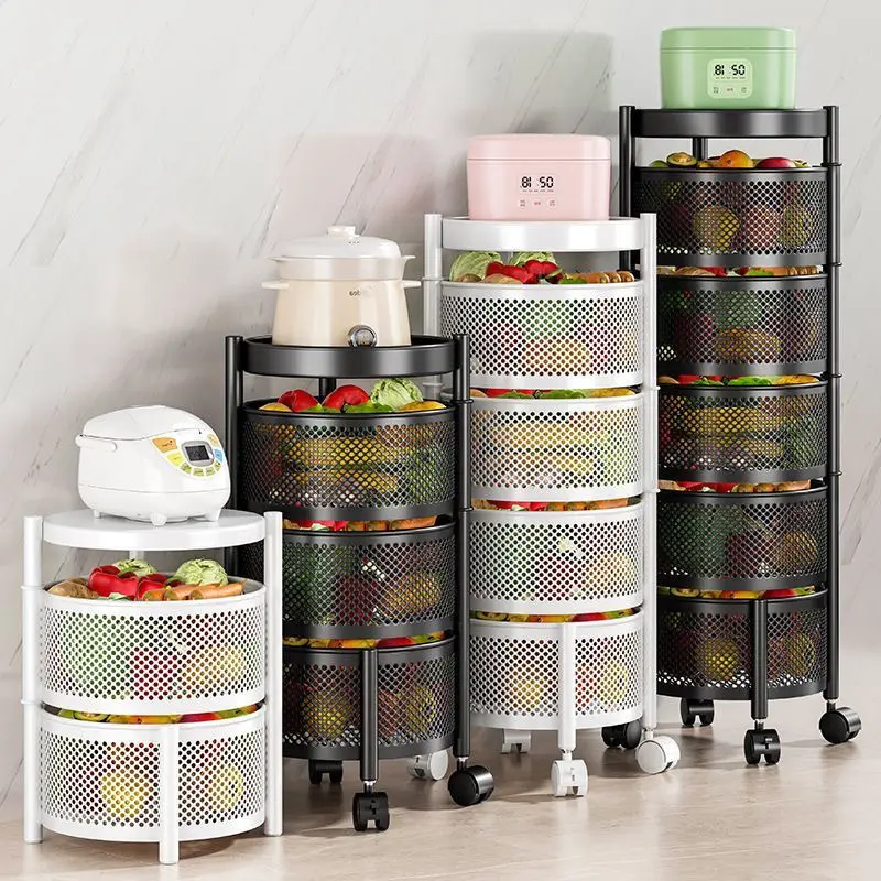 Многослойная вращающаяся передвижная кухонная стойка для хранения овощей и фруктов круглая квадратная кухонная стойка для хранения