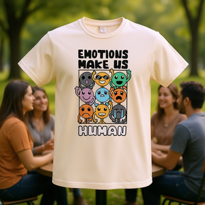 T-shirt Emotions Make Us Human, t-shirt grafica in cotone unisex, taglia adulto SML XL XXL - Product Image 3