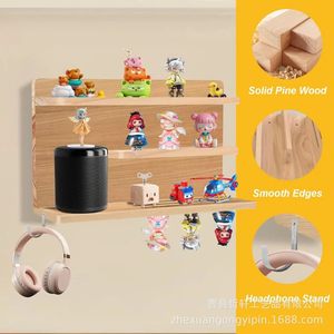 Solid Wood Wall Mounted Floating <b>Shelf</b> Multi Layer Storage <b>Rack</b> For Children Room Toy Organizer With Hanging Feature - Product Image 2