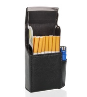 Kotak Rokok Kulit Keren Kustom dengan Bingkai Baja, Kotak Penyimpanan untuk Pipa Rokok dan Korek Api