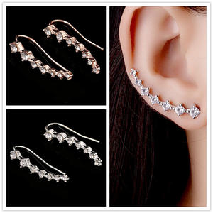 Boucles d'oreilles Beidou Seven Star en zircon avec sertissage clos, alliage de zinc, luxe léger, haute qualité, tendance, design chenille pour soirée - Product Image 6