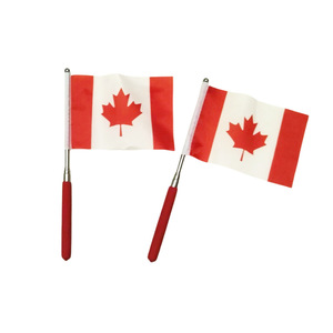 Bandera Canadiense Portátil de Mano, Asta de Acero Inoxidable, Forma Rectangular, para Uso en Grupos de Turismo - Product Image 1