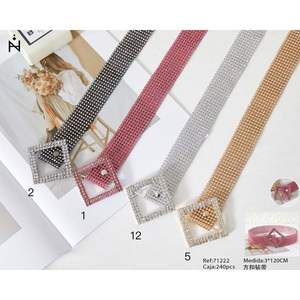 Cinturón de Novia Zi, 3x120cm, Hebilla Cuadrada con Pedrería, Accesorio Nupcial - Product Image 1