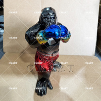 Prix d'usine Sculpture modèle Gorilla Kong électroplaqué, peint à la main, personnalisable en résine/fibre de verre, décoration de bureau et de maison