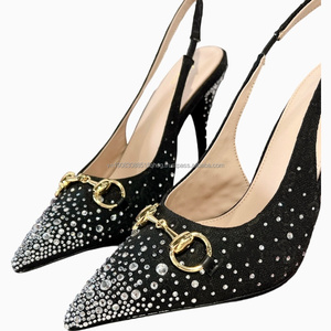 Zapatos de Tacón Alto con Pedrería para Mujer, Diseño de Marca Famosa, Tacones de Aguja Puntiagudos para Fiesta, Boda, Novia - Product Image 5