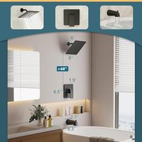 Ensemble de douche encastré en cuivre chromé de style américain pour le commerce extérieur, avec pommeau de douche carré et fonction pluie, pour hôtels et usage domestique