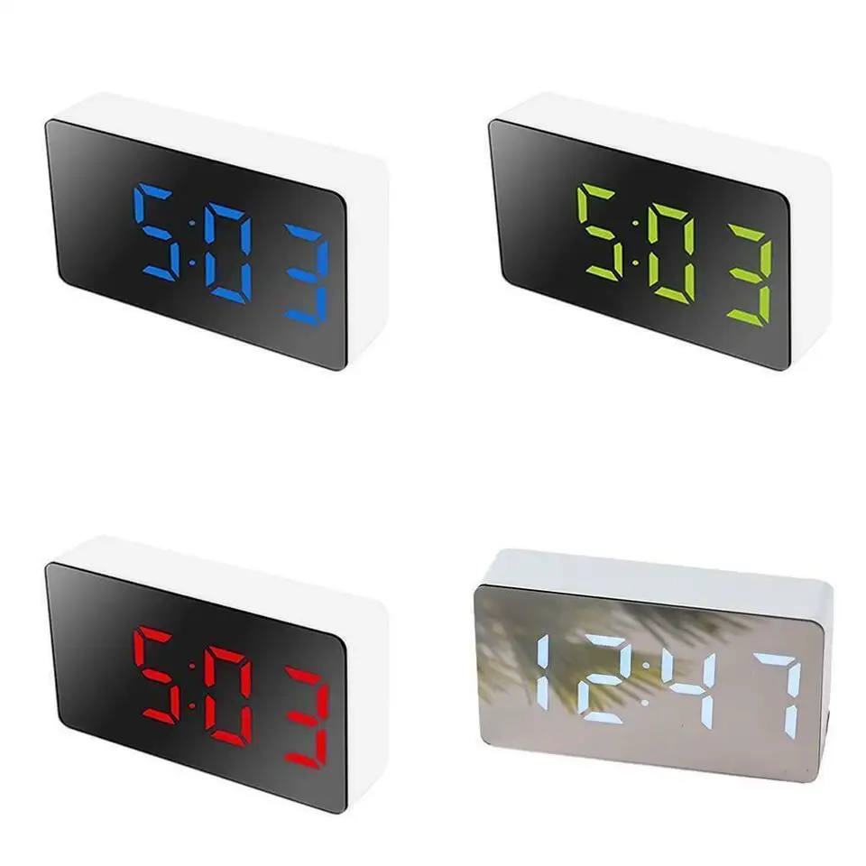 Jam Alarm kaca tampilan besar LED Digital dioperasikan USB/baterai