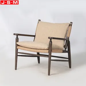 Mobilier moderne de salon Chaise en bois de frêne Siège arrière en papier tissé avec des cordes Chaise de lecture avec accoudoir en bois massif pour la maison