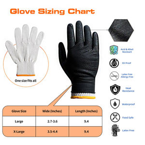 Gants de barbecue en nitrile noir premium 10 mil avec surface texturée diamant et 4 paires de doublures en coton pour la restauration et la vente en gros - Product Image 4