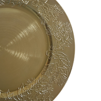 Assiette de Présentation Dorée en Plastique PP/PS de Luxe, Durable, Motif Personnalisé, en Stock pour Hôtels, Mariages, Fêtes - Vaisselle Fujian