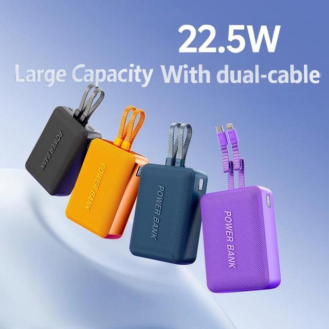 30000mAh Portable Charger Built in Cable 22.5W Fast Charge Lightweight Multi Port Powerbank Bateria Portatil Cargador