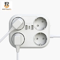 Stop Kontak Ekstensi Daya 4000W 16A Tembaga ABS 2 Port USB + Tipe C 4 Lubang Stop Kontak Kabel 0.5M Kotak Putih EU CE FCC